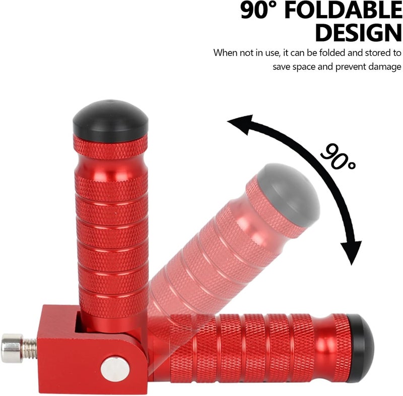 MOCODUO Motorcycle M8 Universal Foot Pegs CNC Foldable & Anti-Skid 90 Degree Motorbike Pegs Fits for Super 73, Motorcycle, Bicycle, Mini Bike, Electric Motor, ATVs, UTVs, Go Karts, Quads, Scooters Red - Image 5